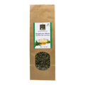 Braune Papiertüte mit Sichtfenster und Etikett für Swiss Alpine Herbs Alpenkräutertee Bergfrische Minze