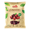 Packung mit getrockneten Bio-Cranberries der Marke nectaflor mit grünem Bio-Siegel und Sichtfenster