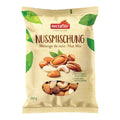 Packung Nussmischung der Marke nectaflor mit sichtbaren Mandeln, Cashewkernen und Pekannüssen
