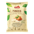Gelbe Verpackung von Nectaflor Mandeln mit Mandeln und Sichtfenster mit gemahlenen Mandeln.