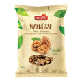 Gelbe Verpackung von Nectaflor Walnüssen mit Walnüssen und Sichtfenster mit Walnusskernen.
