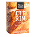 Goldgelbe Verpackung des Verveine-Zitronenthymian-Tees Citrin von Alta Terra mit Bio-Suisse-Zertifizierung und 20 Teebeuteln.