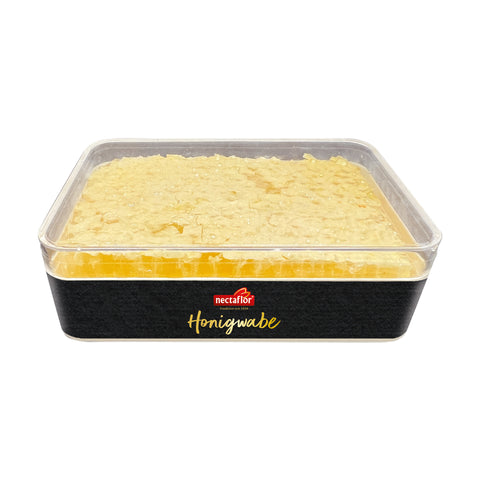 Transparente Verpackung mit Honigwabe von Nectaflor.
