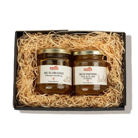 Coffret cadeau « Miel de la ville de Bienne & Miel du Jura »